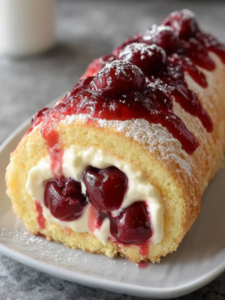 Cherry Cream Swiss Roll Recipe First Image