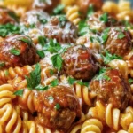 Spicy Meatball Rotini Pasta Dish First Image