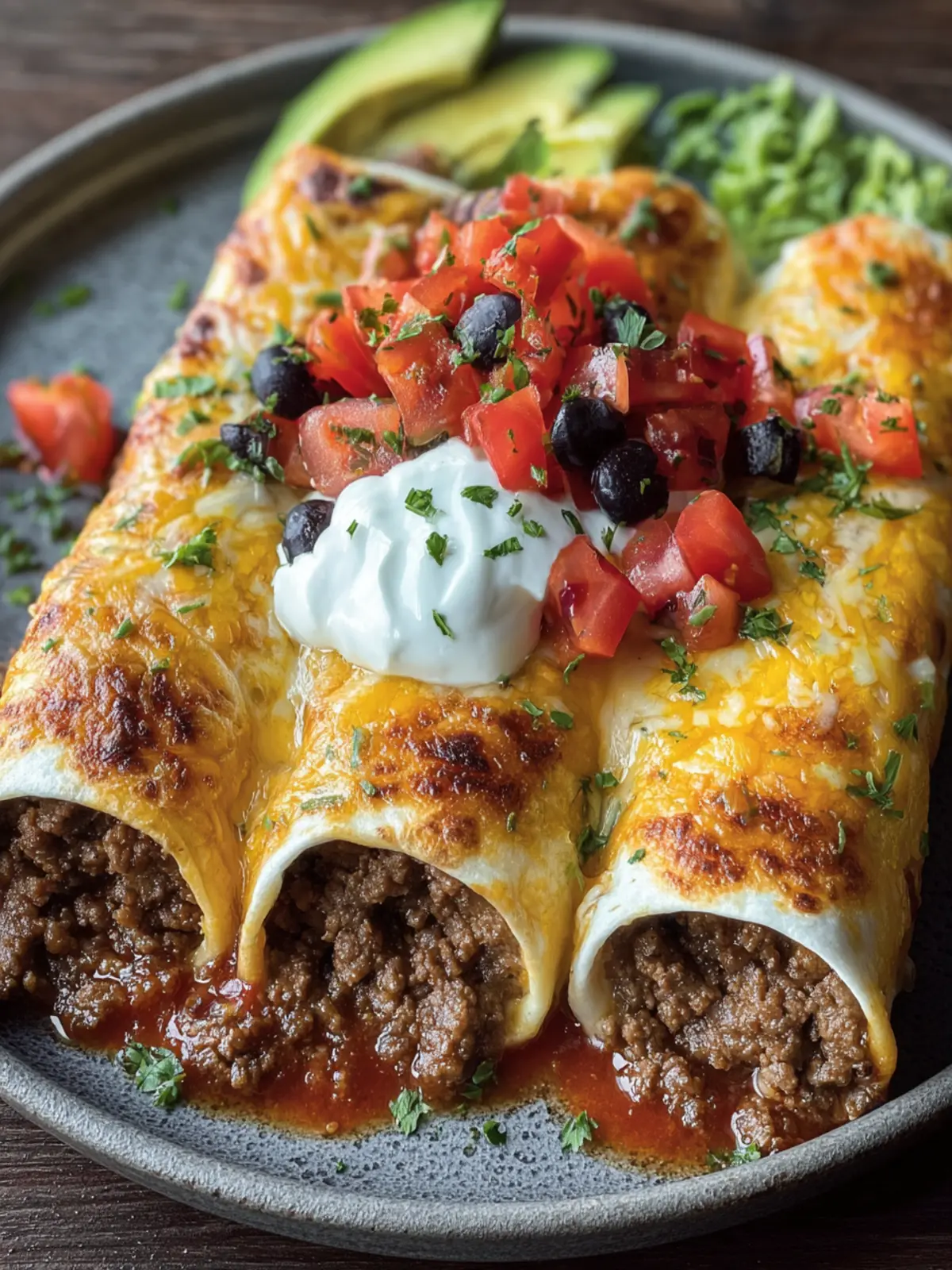 Cheesy Beef Burritos with Toppings First Image