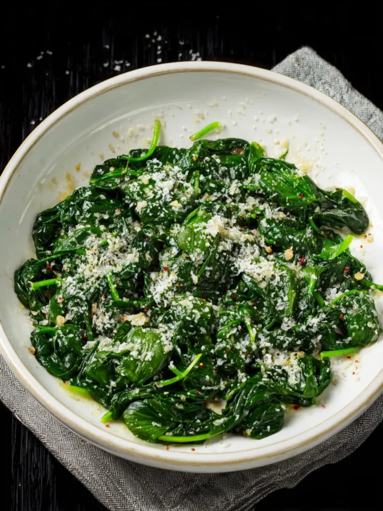 Stir-Fried Spinach with Garlic and Parmesan First Image
