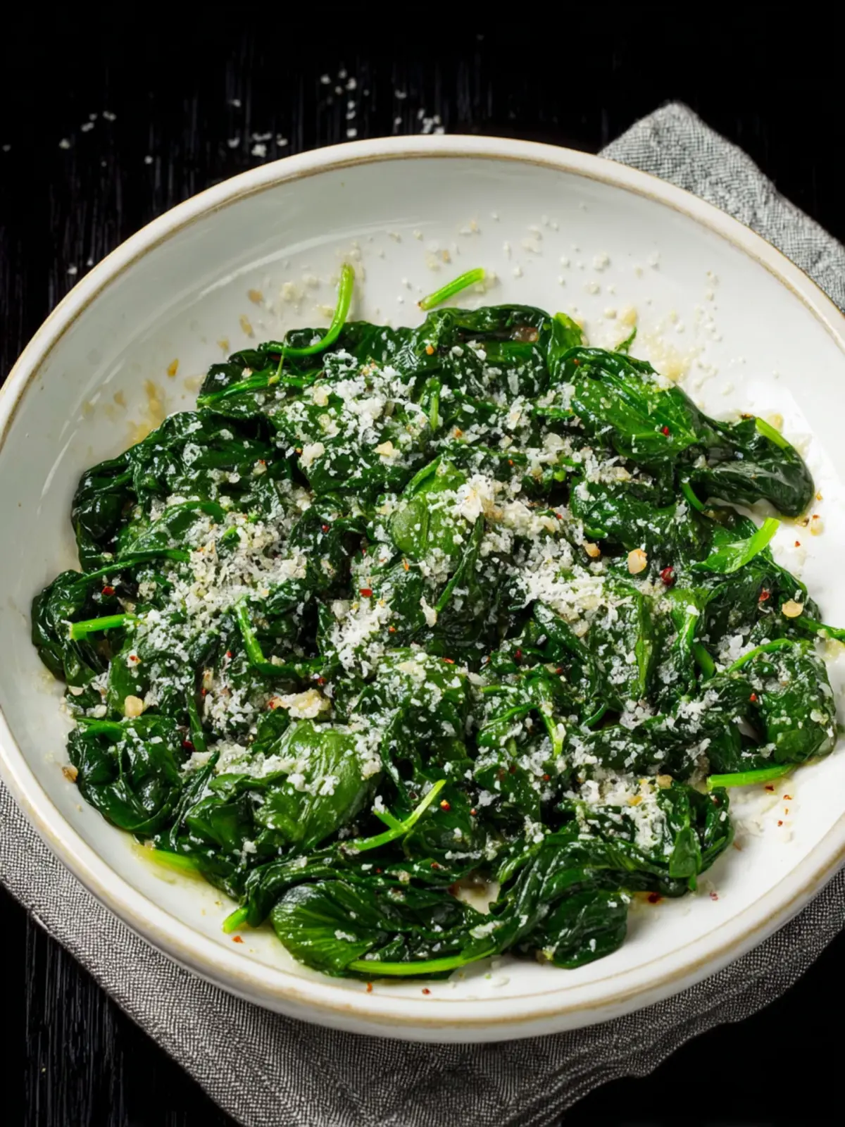Stir-Fried Spinach with Garlic and Parmesan First Image