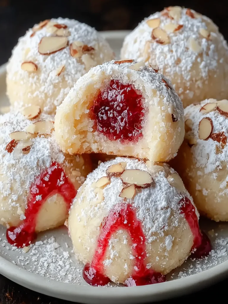 Raspberry Filled Almond Snowball Cookies First Image