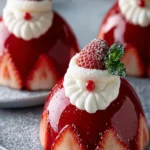 Festive Santa Dome Cakes with Vanilla Mousse and Strawberry Filling – A Show-Stopping Holiday Dessert First Image