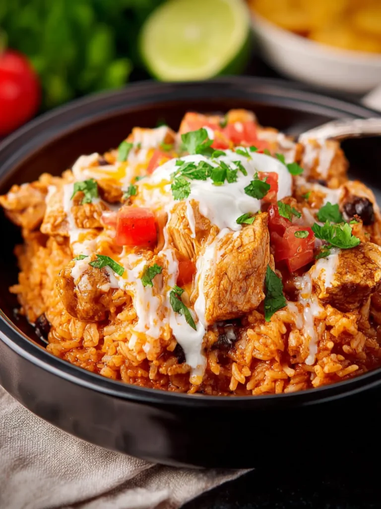 Crock Pot Queso Chicken and Rice First Image