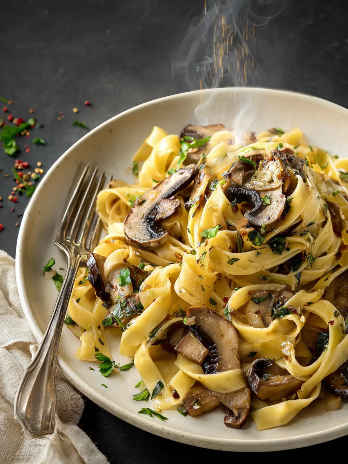 Mushroom Tagliatelle with Olive Oil and Garlic First Image