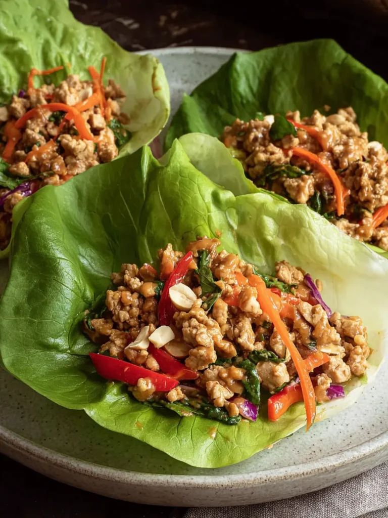 Easy Thai Chicken Lettuce Wraps with Peanut Sauce First Image