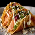 Salmon Wonton Tacos with Yuzu Mayo First Image
