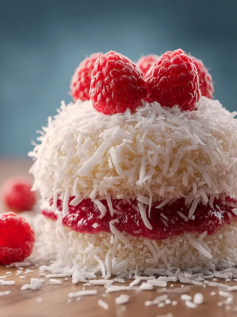 Raspberry Coconut Snowball Cake First Image