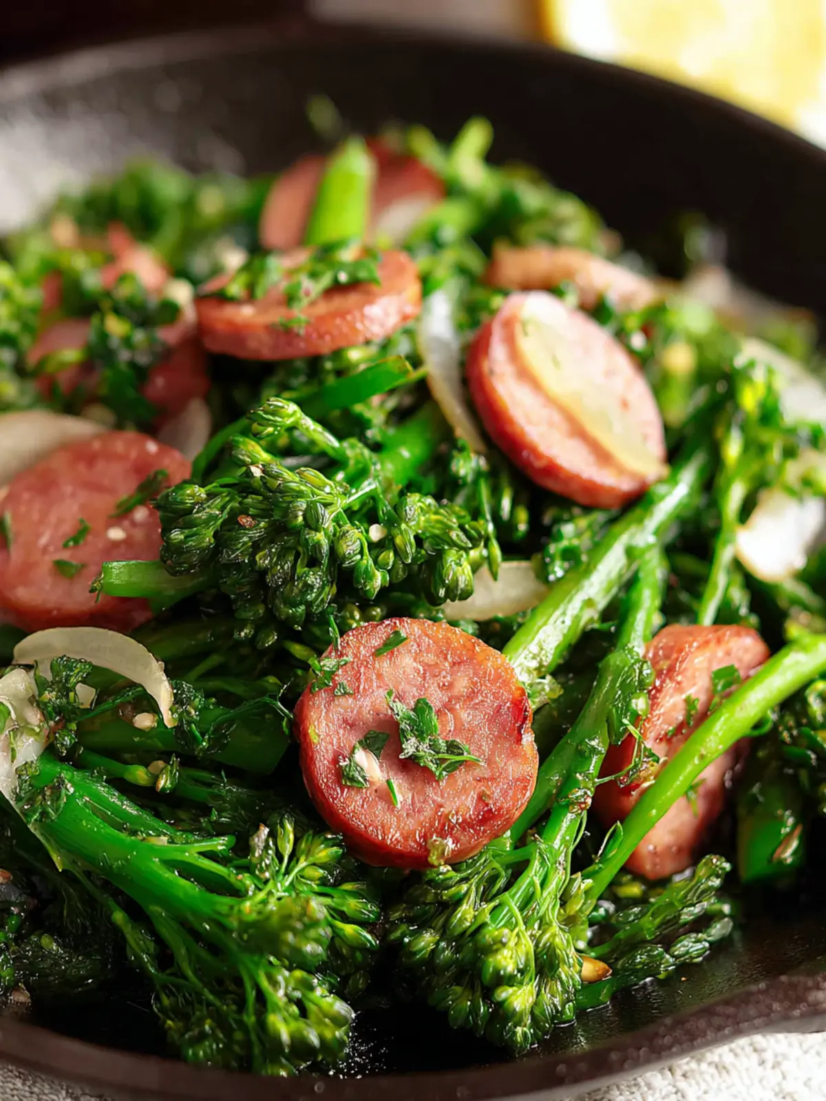 Sautéed Broccolini With Sausage For One First Image